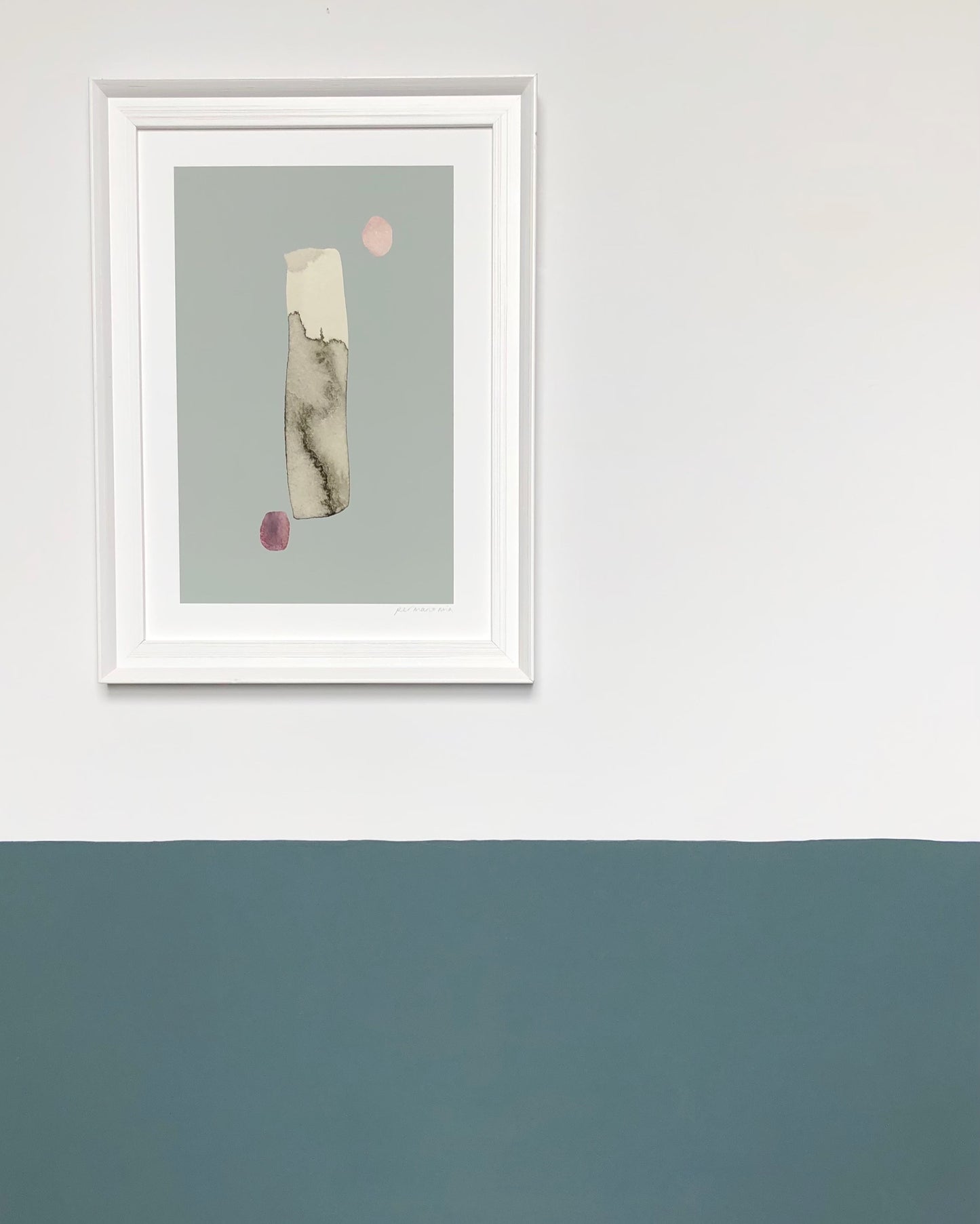 Dot Dash Abstract Print - Duck Egg