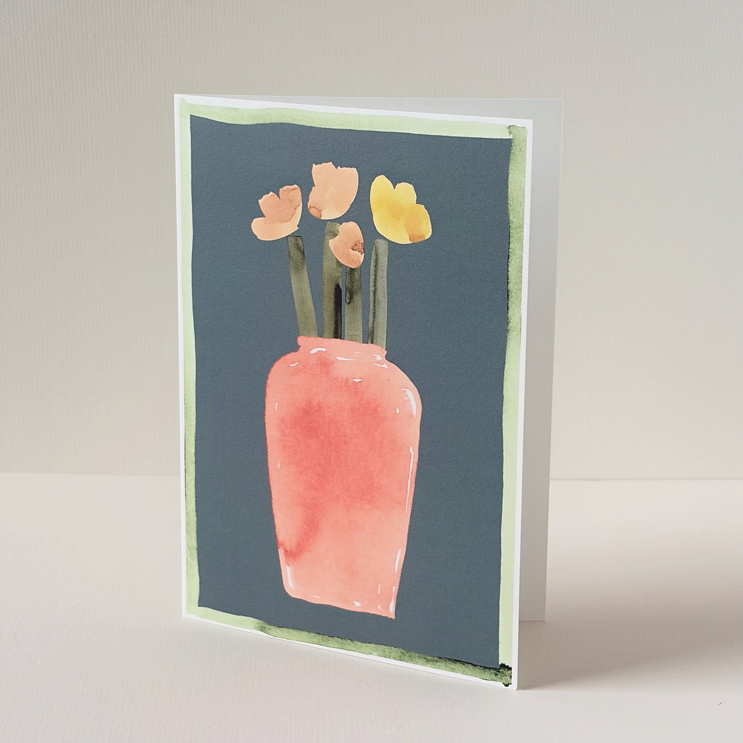 Tulip Pot Card - Orange