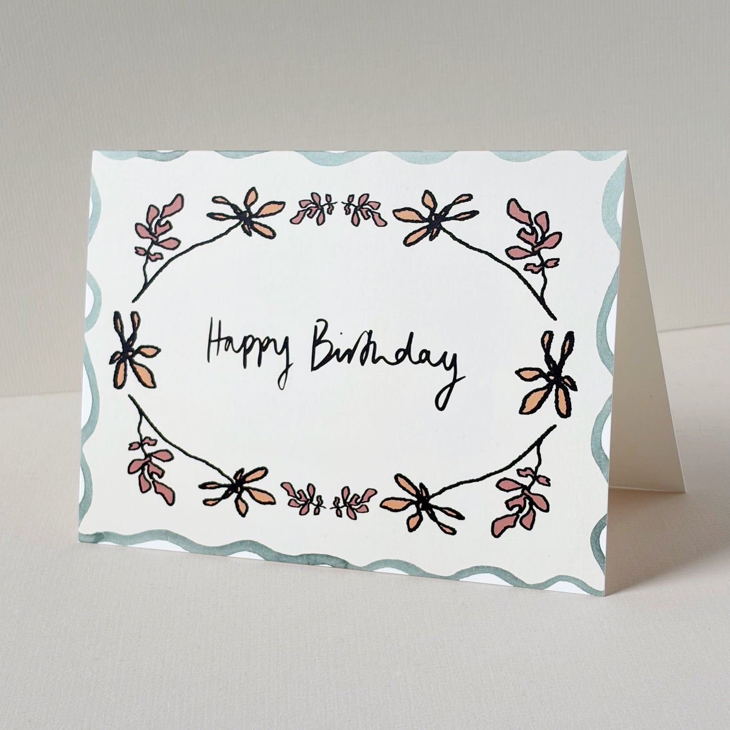 Vintage Floral Happy Birthday Card