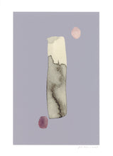 Load image into Gallery viewer, Dot dash abstract print, black ink wash on a mauve background.