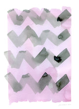 Load image into Gallery viewer, Wave 2 abstract print, green and pink ink wash.