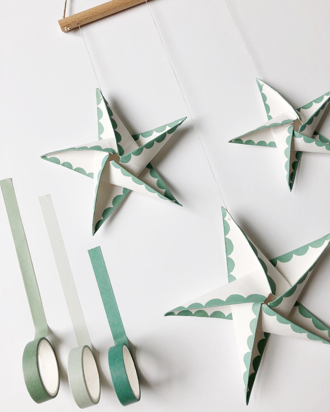 Wall Hanging - Triple Star In Sea Foam Green