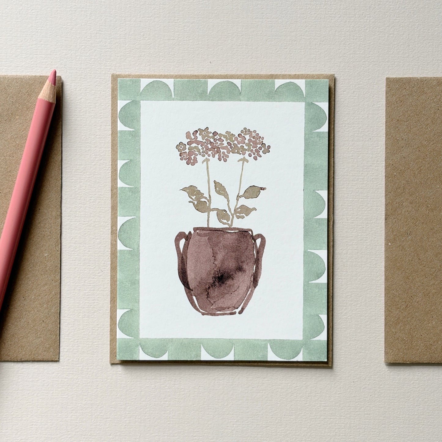 Hydrangea Stems In Vase Mini Card