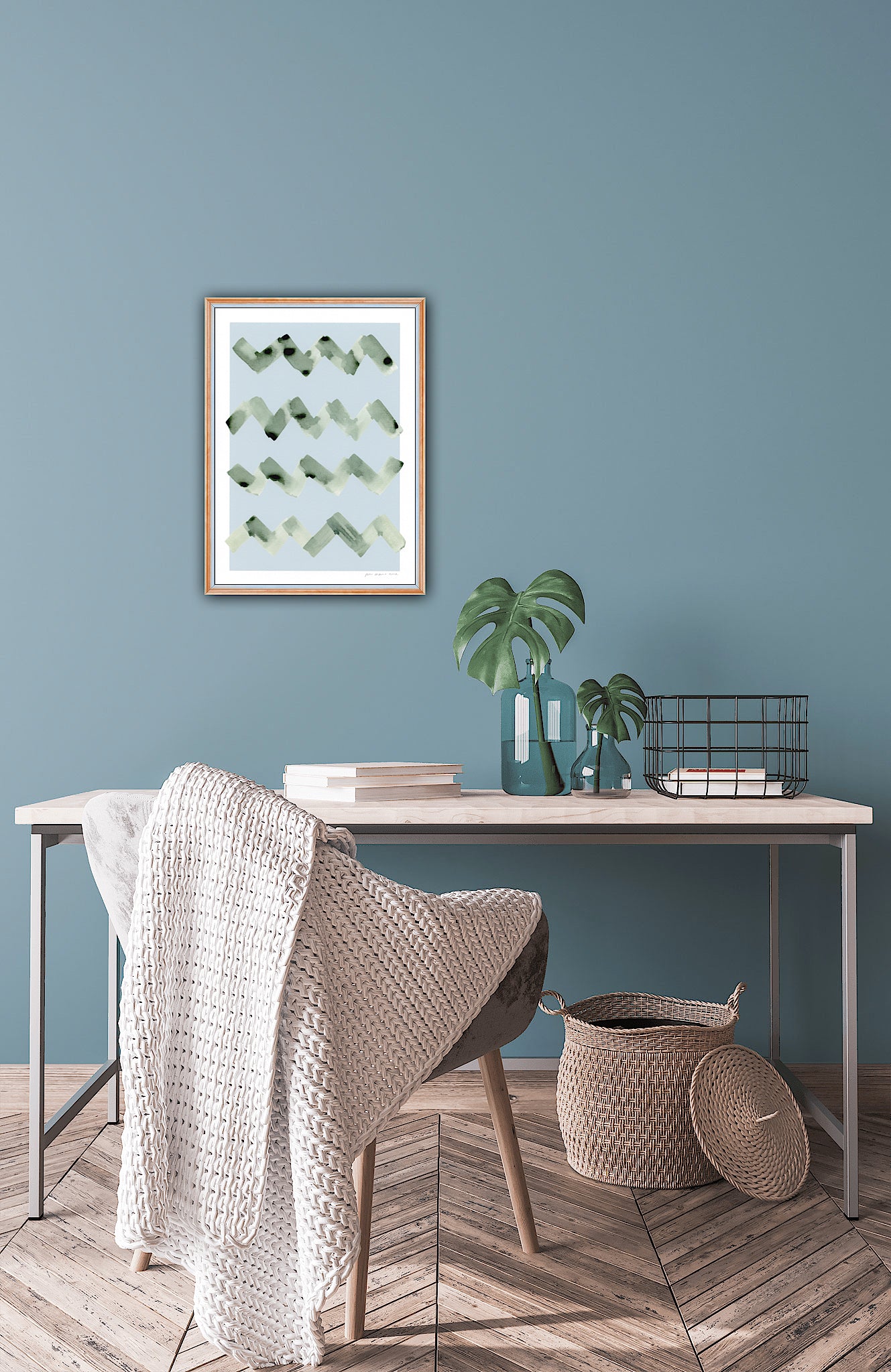 Wave Abstract Print - Blue