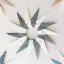Load image into Gallery viewer, Grey and Vanilla Starburst Paper Decorative Wreath
