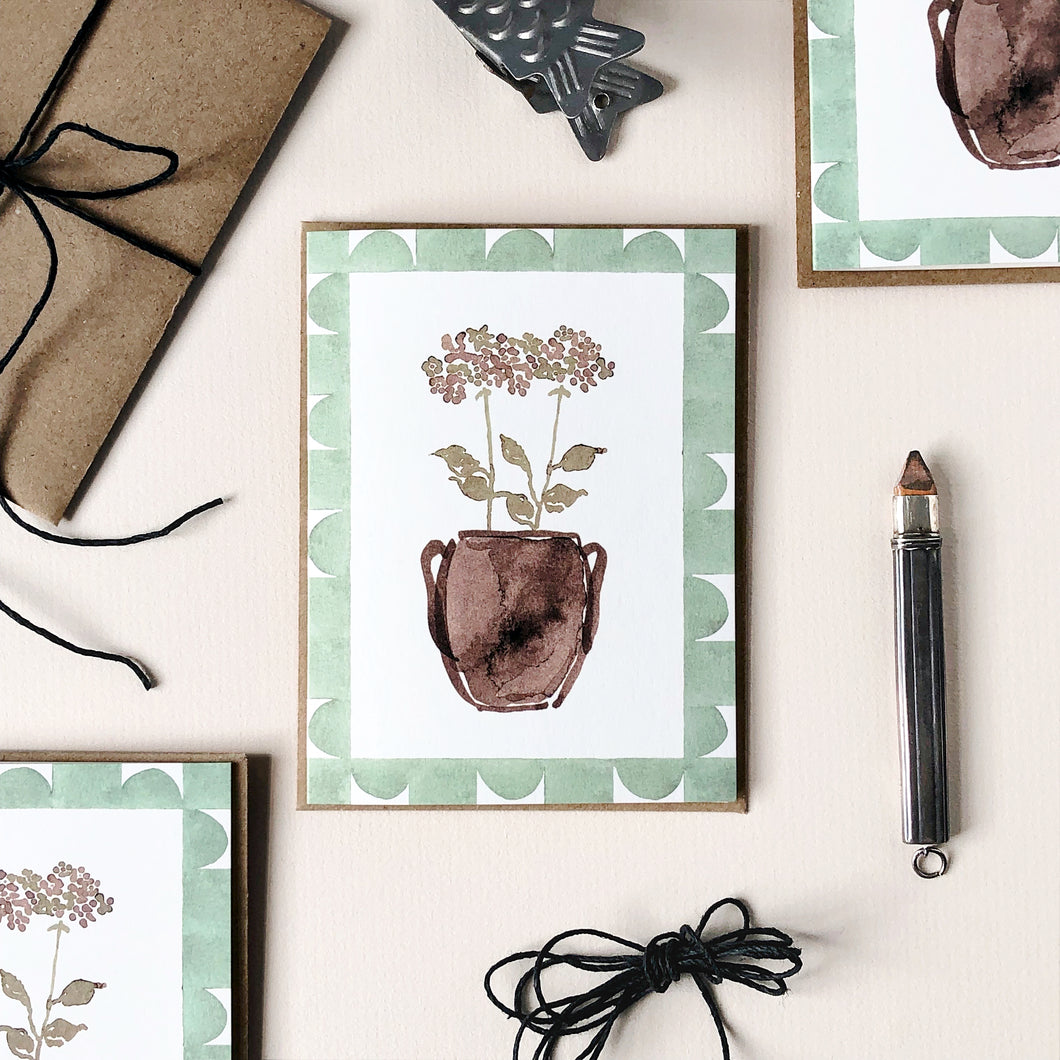 Hydrangea Stems In Vase Mini Card