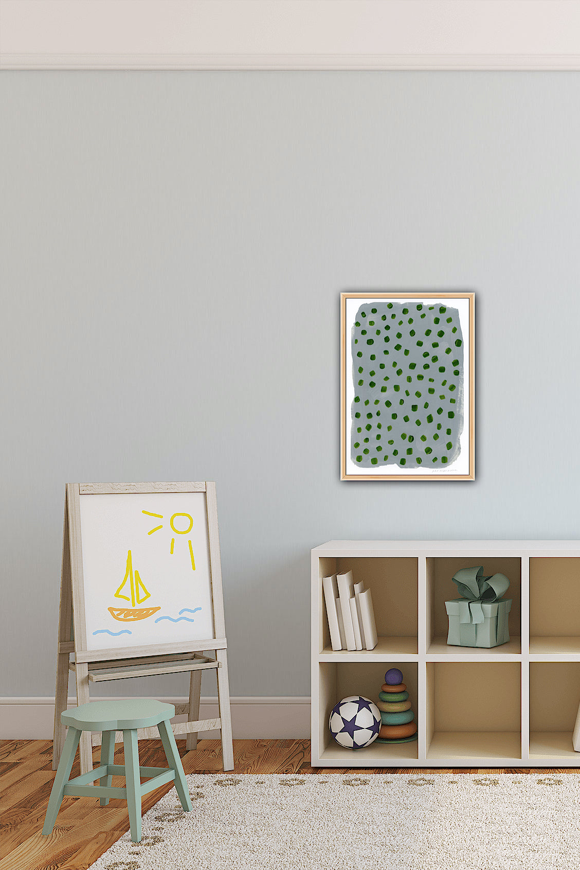 Mini Spots Abstract Print - Blue & Green