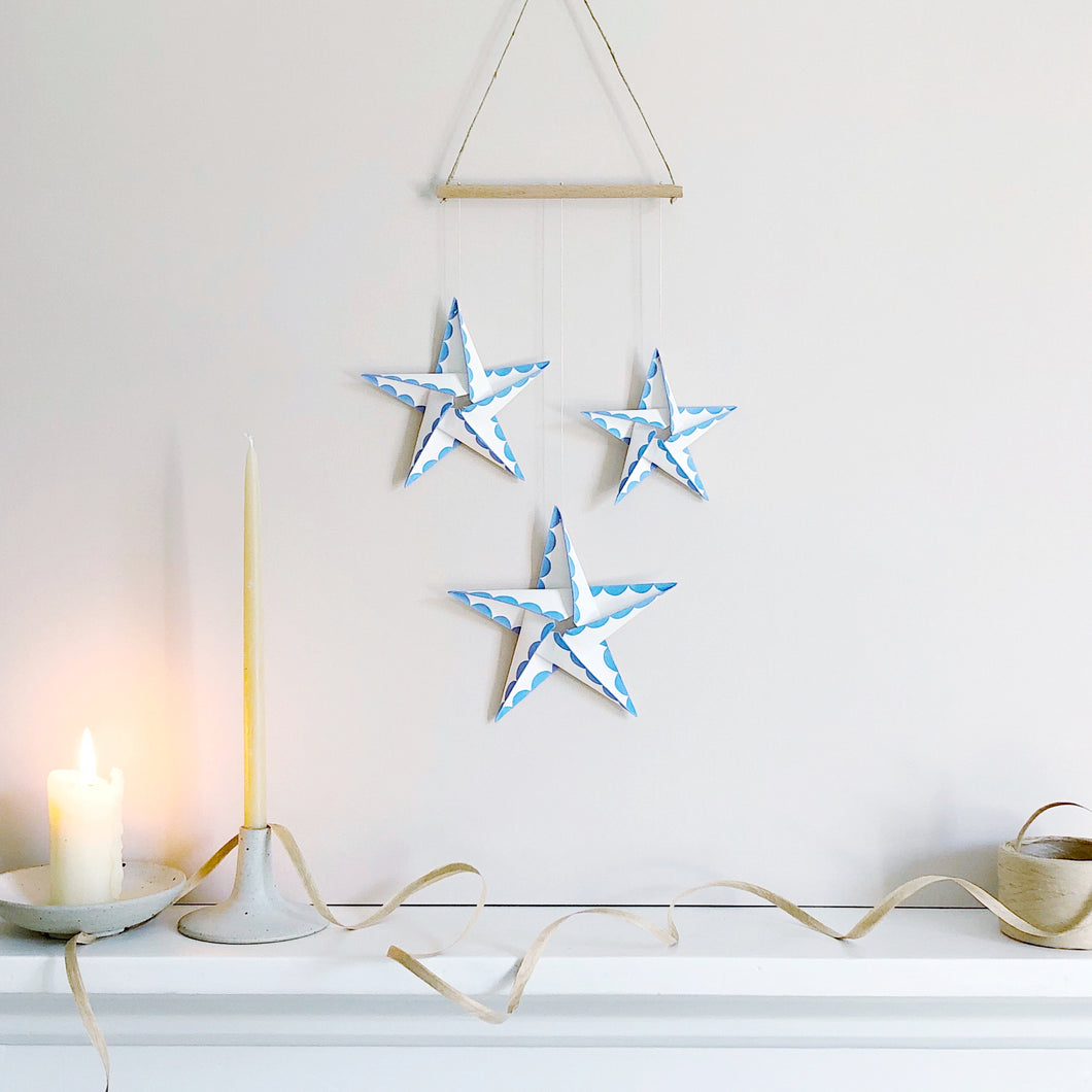 Wall Hanging - Scallop Pattern In Vintage Blue