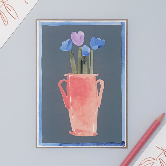 Tulip Pot Card - Blue