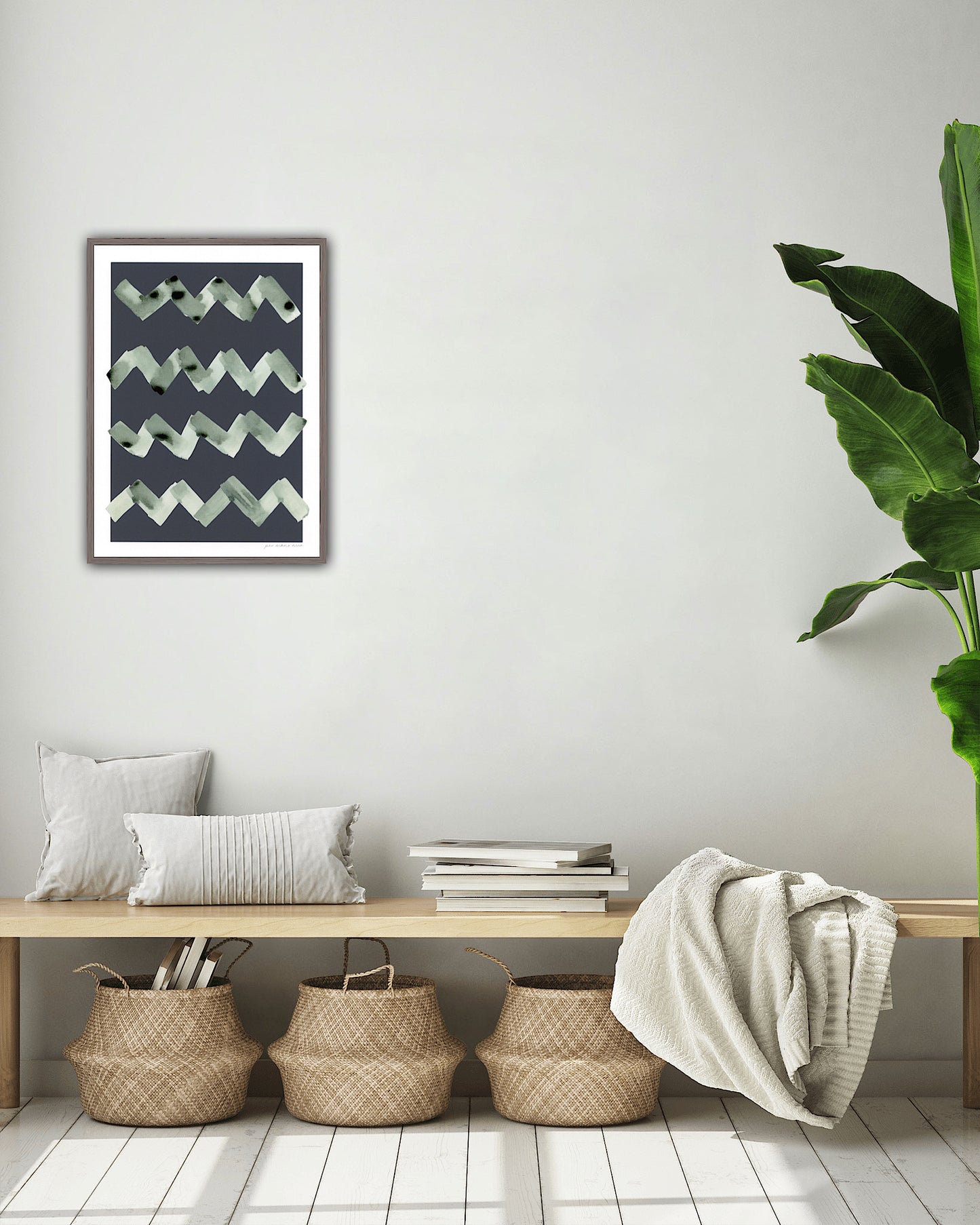 Wave Abstract Print - Charcoal