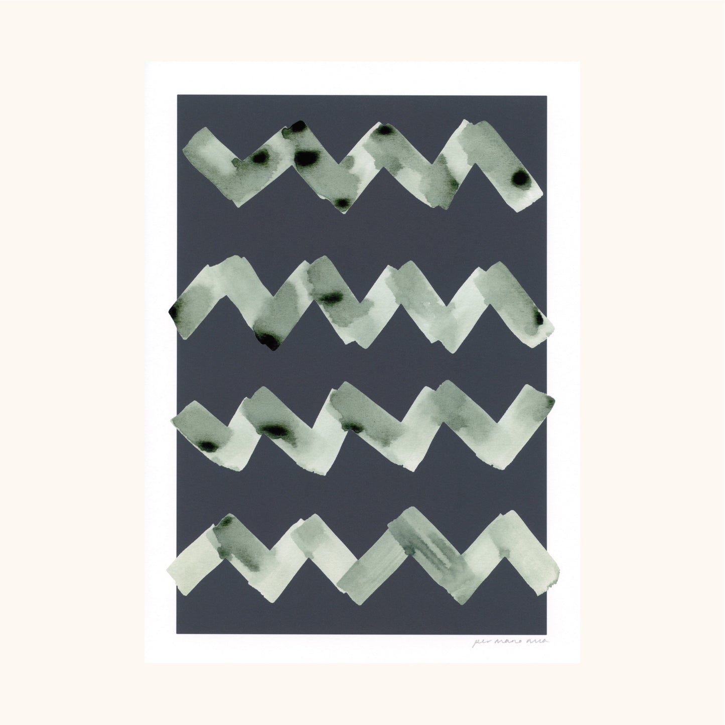 Wave Abstract Print - Charcoal