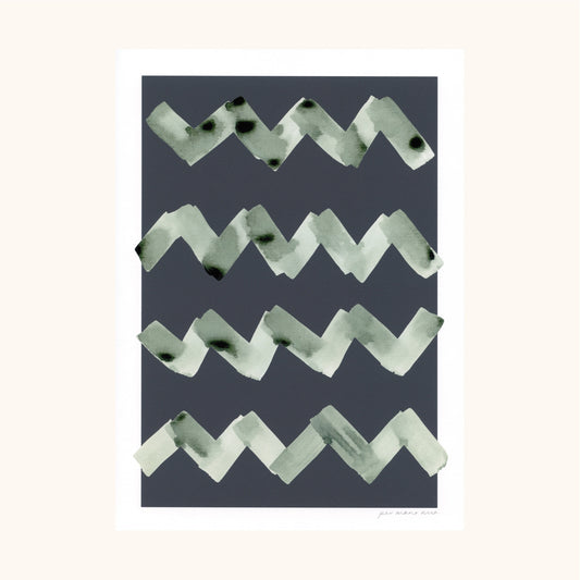 Wave Abstract Print - Charcoal