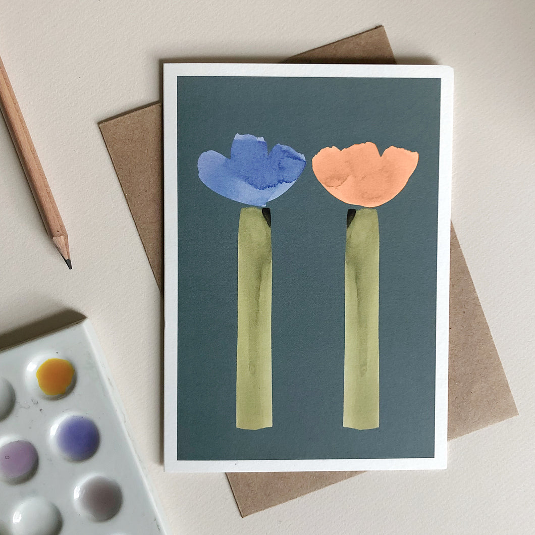 Double Poppy Card