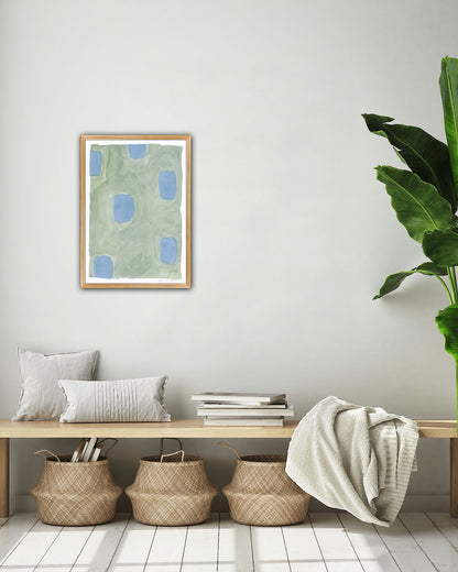 Spots Abstract Print - Green & Blue