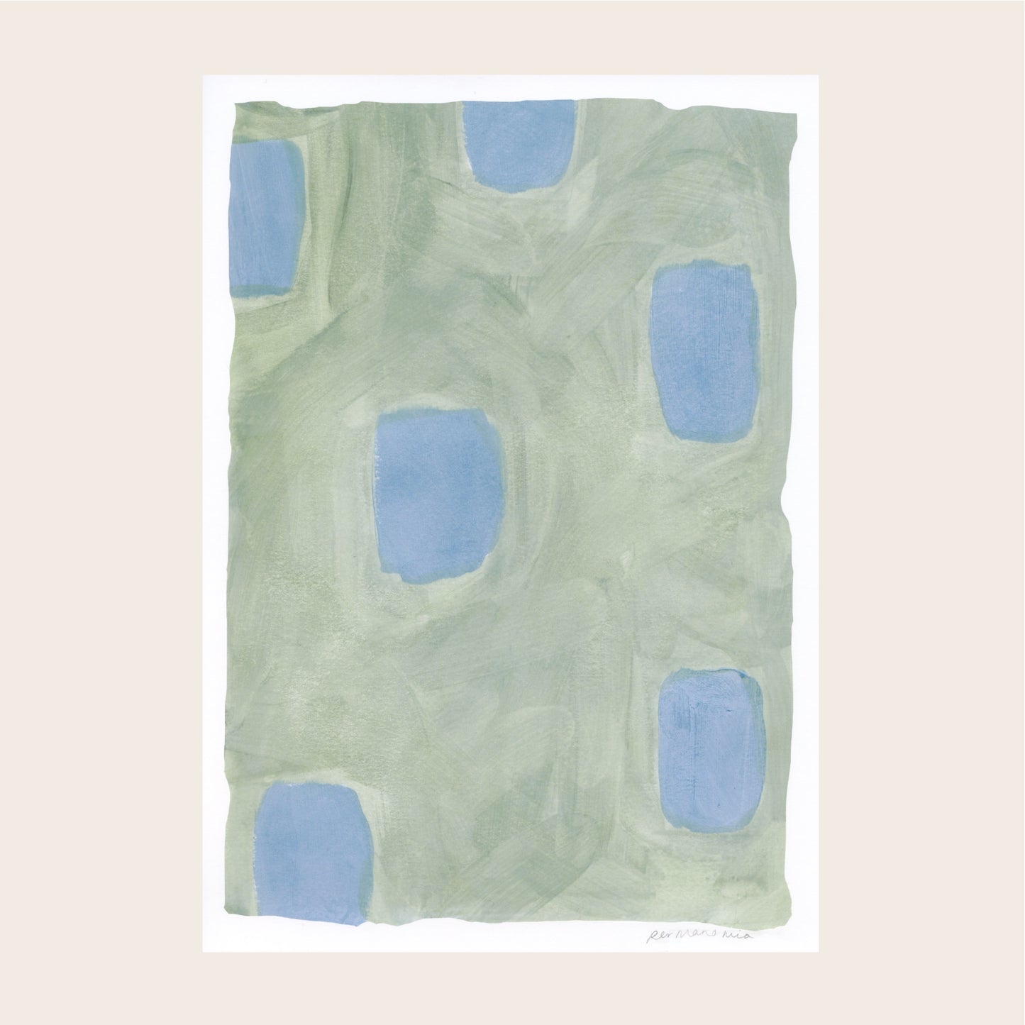 Spots Abstract Print - Green & Blue