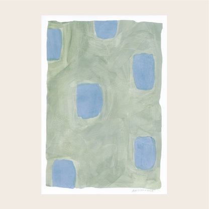 Spots Abstract Print - Green & Blue
