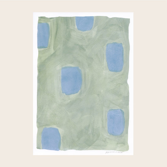 Spots Abstract Print - Green & Blue