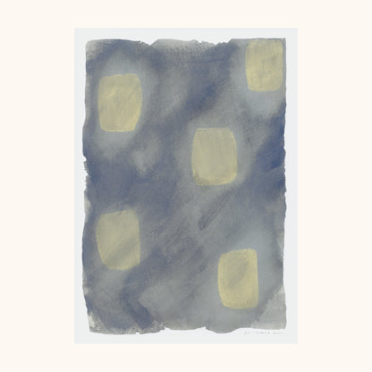 Spots Abstract Print - Grey & Yellow