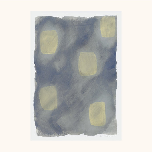 Spots Abstract Print - Grey & Yellow