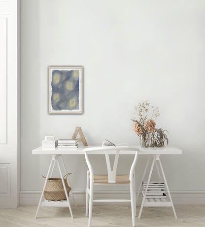 Spots Abstract Print - Grey & Yellow
