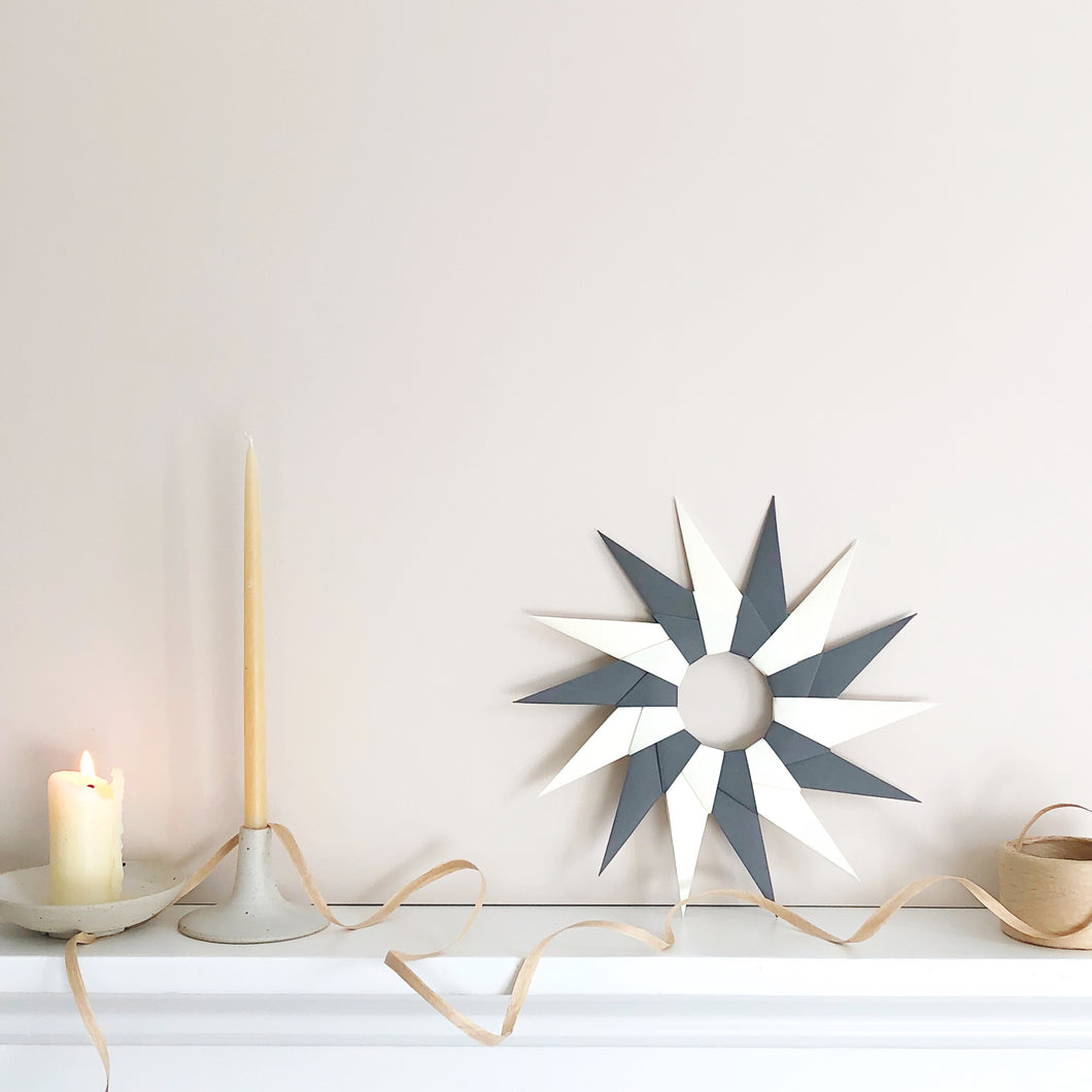 Grey and Vanilla Starburst Paper Decorative Wreath