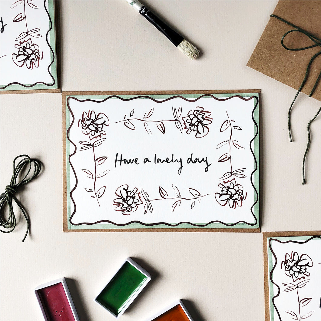 Ranunculus Squiggle Line Stem - Have a Lovely Day Card