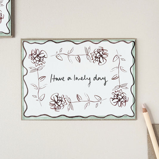 Ranunculus Squiggle Line Stem - Have a Lovely Day Card