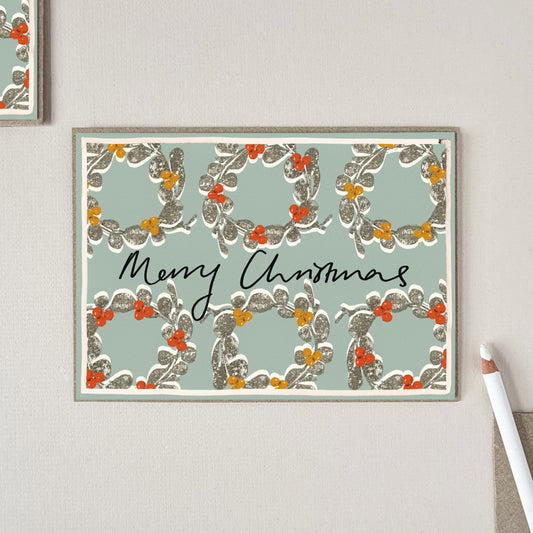 Merry Christmas Wreath Christmas Card