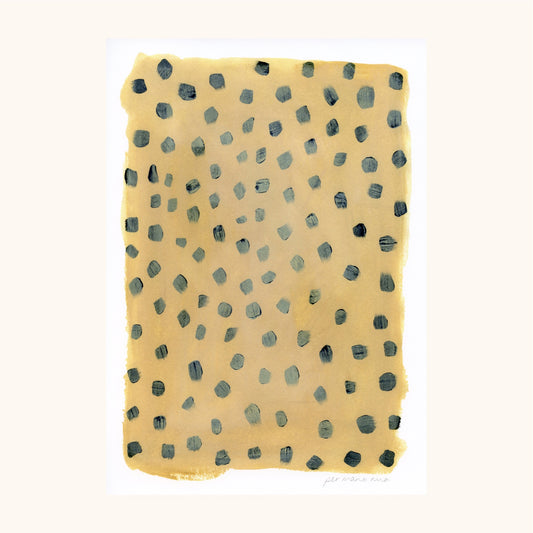 Mini Spots Abstract Print - Mustard & Black