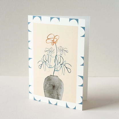 Orange Rose Squiggle Stem Card