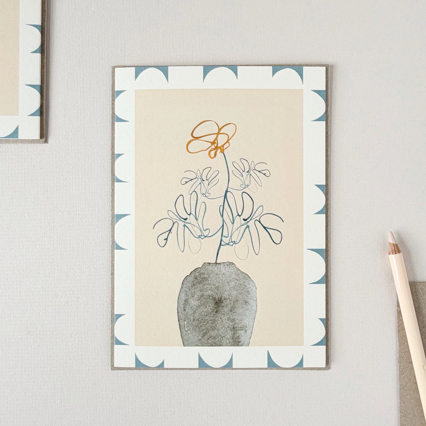 Orange Rose Squiggle Stem Card