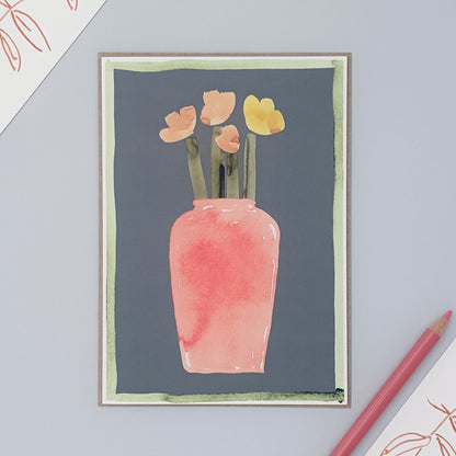 Tulip Pot Card - Orange