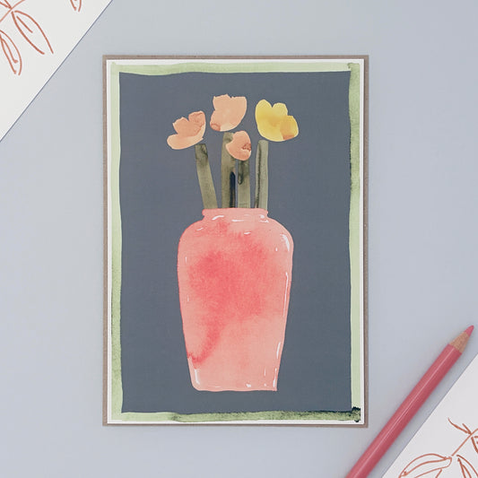 Tulip Pot Card - Orange