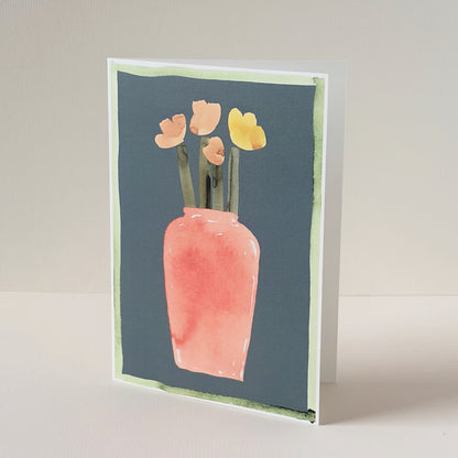 Tulip Pot Card - Orange