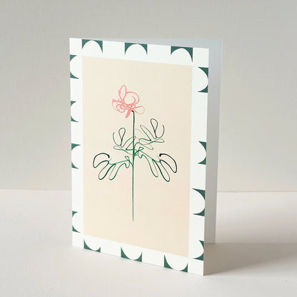 Pink Rose Squiggle Stem Card