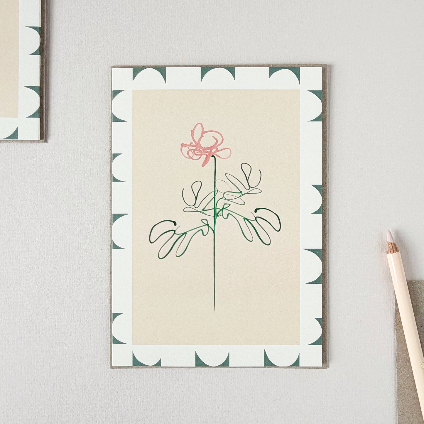 Pink Rose Squiggle Stem Card