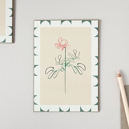 Pink Rose Squiggle Stem Card