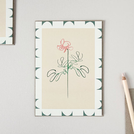 Pink Rose Squiggle Stem Card
