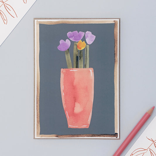Tulip Pot Card - Purple