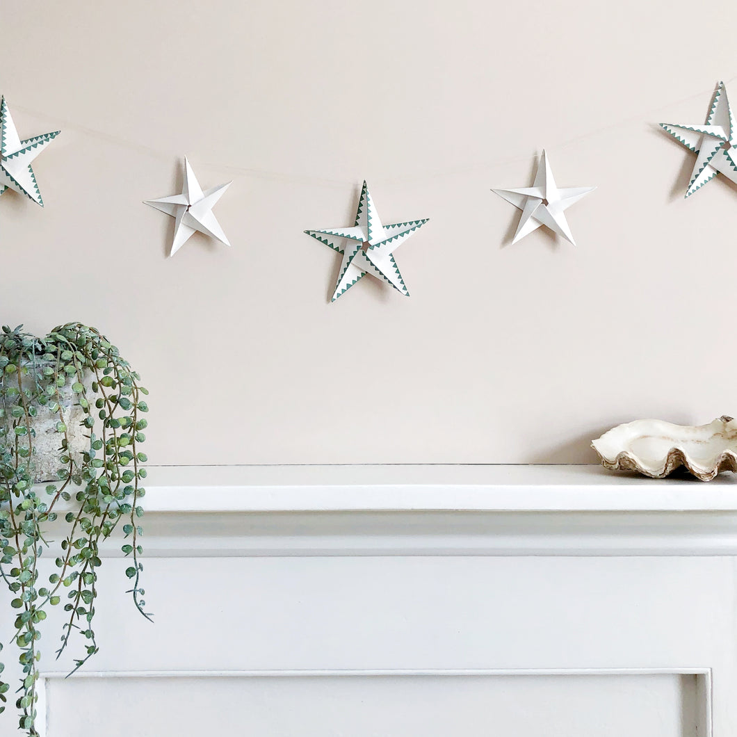 5 Star Garland - Sea Foam Geometric Edge