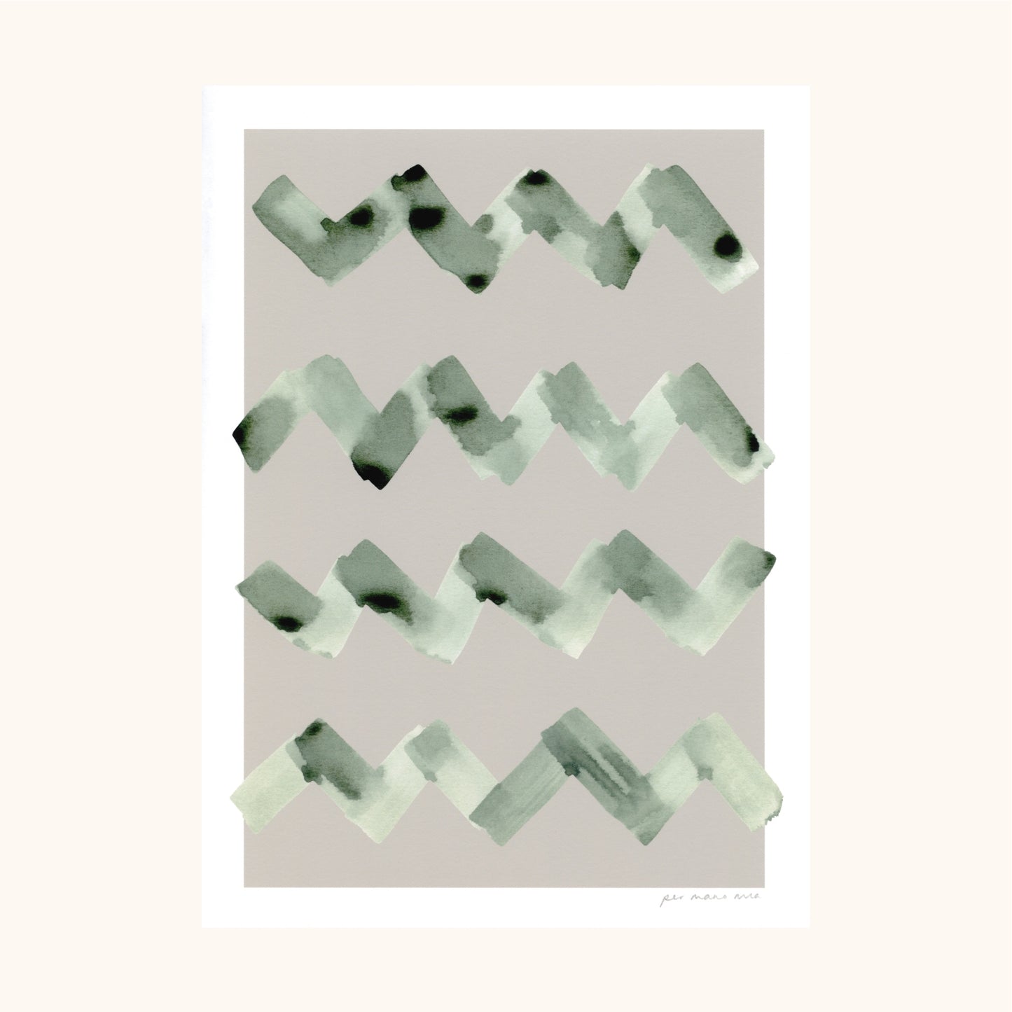 Wave Abstract Print - Taupe