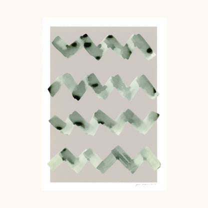 Wave Abstract Print - Taupe