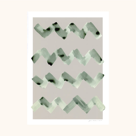 Wave Abstract Print - Taupe