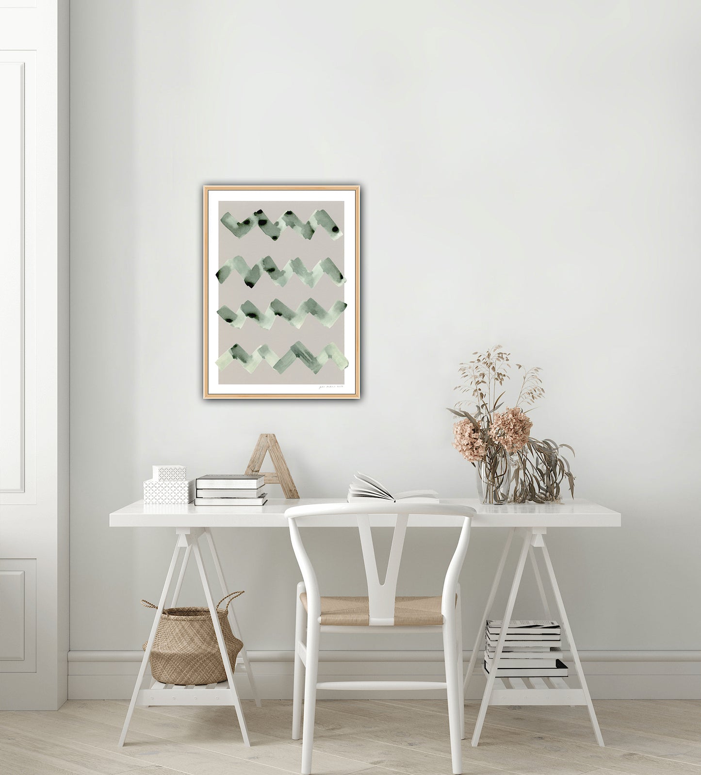Wave Abstract Print - Taupe