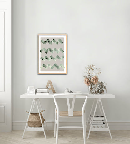 Wave Abstract Print - Taupe