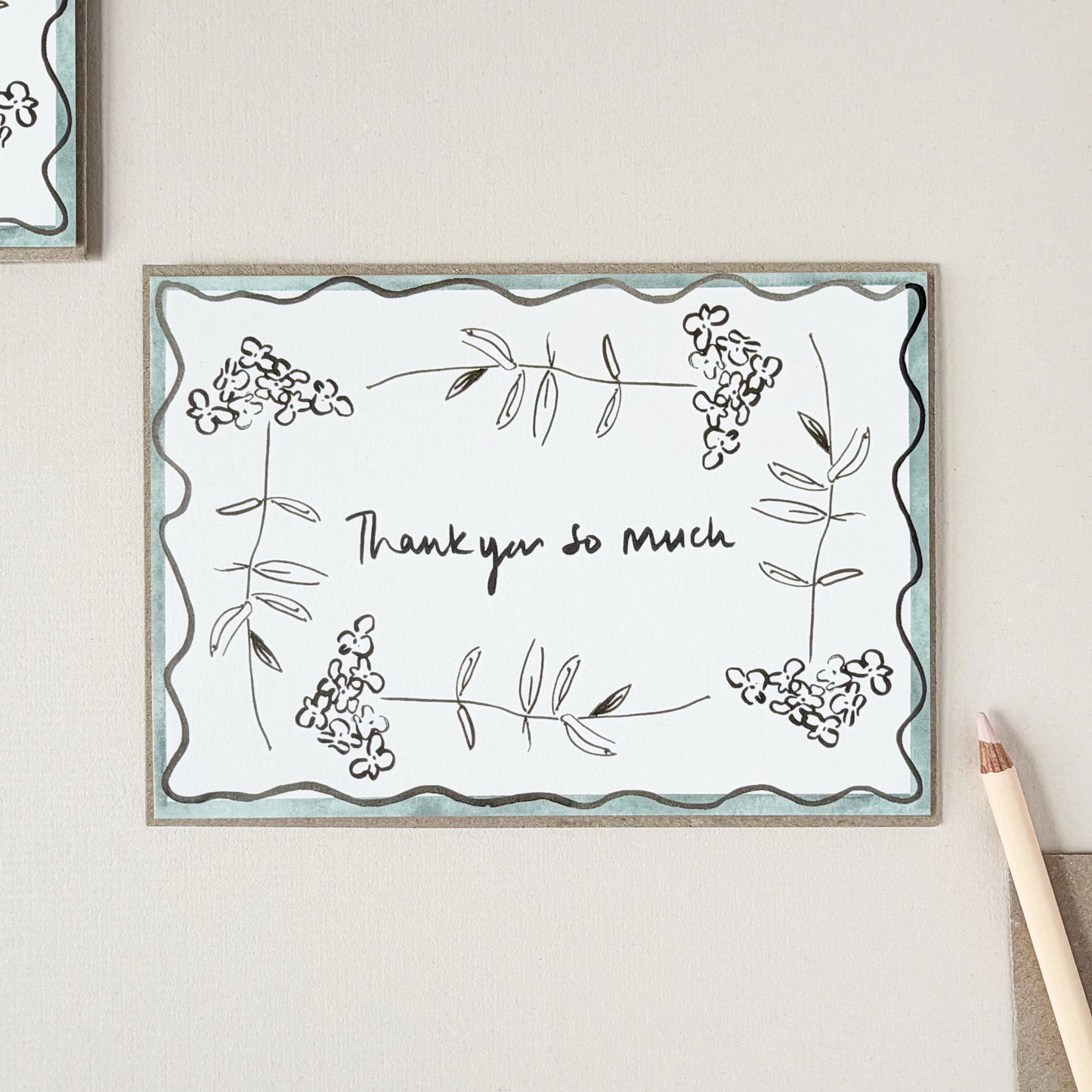 Verbena Squiggle Line Stem - Thank You So Much Card