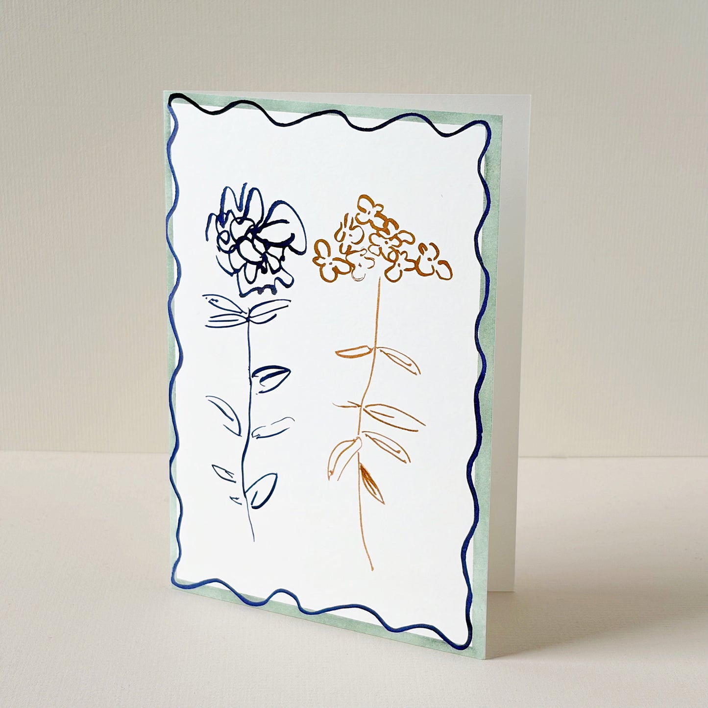 Verbena & Ranunculus Squiggle Line Stem Card