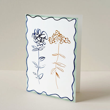 Verbena & Ranunculus Squiggle Line Stem Card
