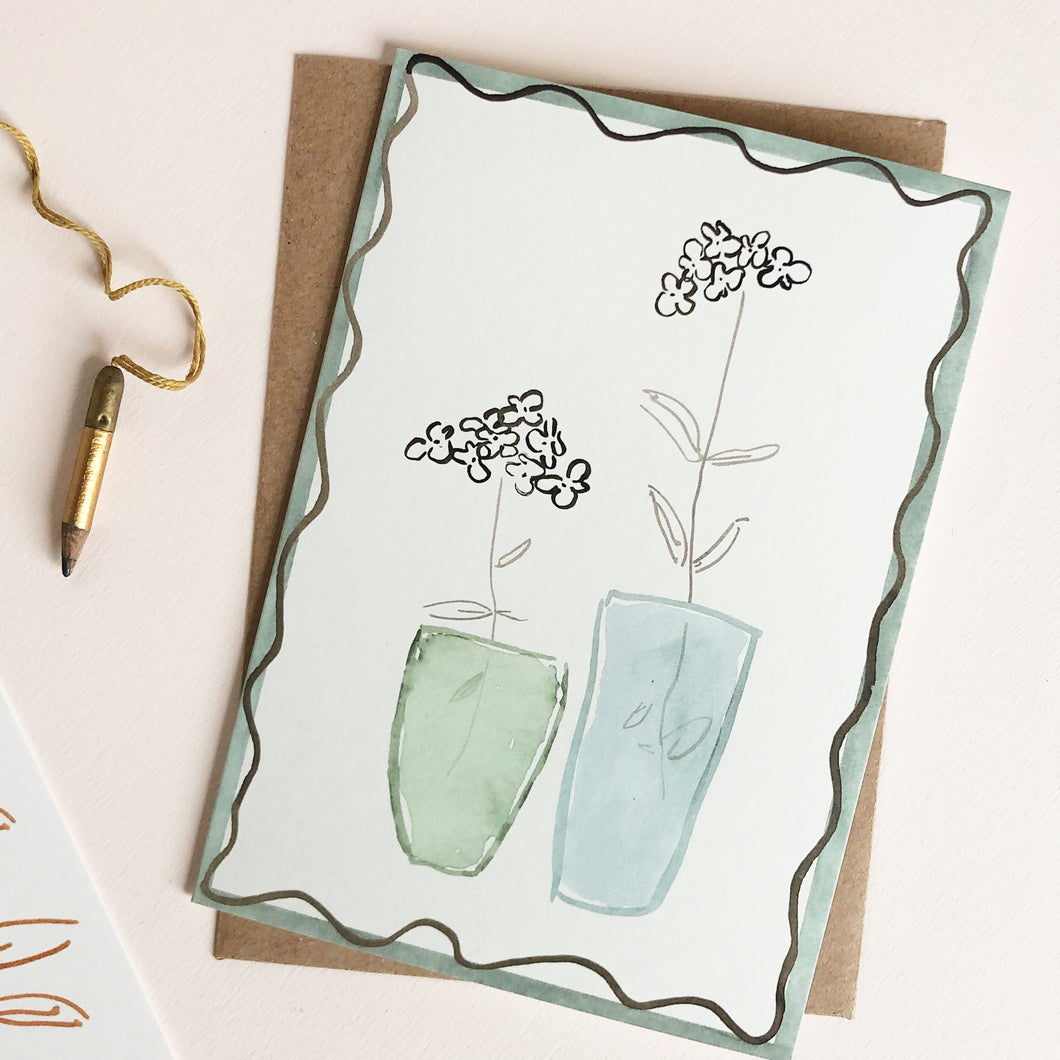 Verbena In Glass Vase Card