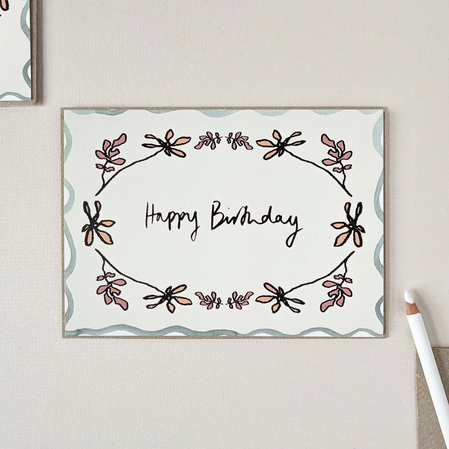 A vintage floral design Happy Birthday card